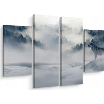 Obraz Čtyřdílný obraz VLK Stromy Mlha Příroda 200x150