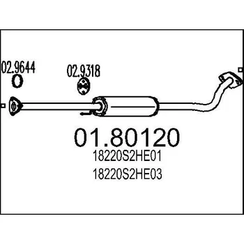 Tlumič výfuku Střední tlumič výfuku MTS 01.80120
