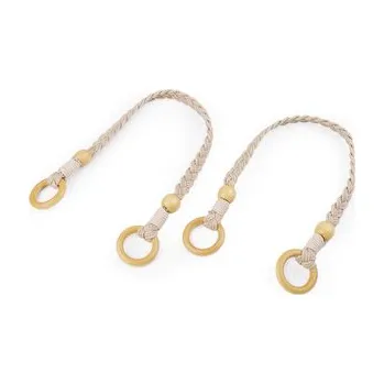 Proplétaná ucha na tašky délka 50 cm s kroužky - 2 ks - režná