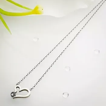 Řetízek Dámský ocelový řetízek - srdce + kamínek