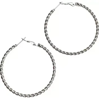 Náušnice Ocelové náušnice kruhy kroucené stříbrné