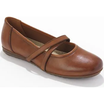 Dámské baleríny Kožené baleríny s pružnými pásky karamelová 39