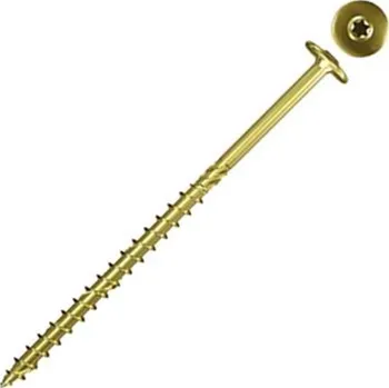Vrut Fischer 659248 - Vrut konstrukční do dřeva pr. 8 x 160 mm s talířovou hlavou TX 40 pro dřevostavby, žlutý zinek (100ks)