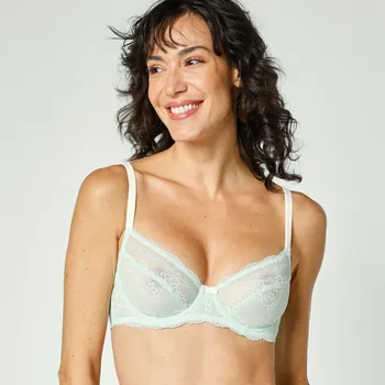 Podprsenka Vyztužená podprsenka z krajky a mikrovlákna Hakalau, s kosticemi zelená 75B