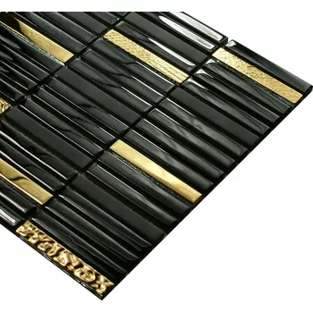 Obklad Skleněná mozaika Englass 30 x 30 cm černá, odstíny žluté a zlatá