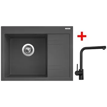 Kuchyňský dřez Sinks RIM 650 L Titanium + Elka černá matná