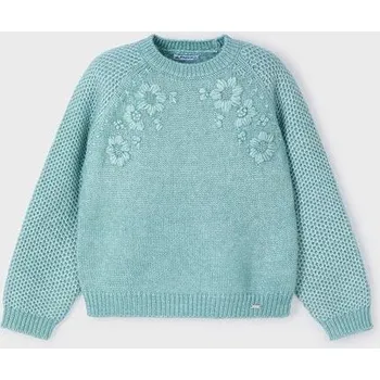 Dívčí svetr dětský svetr Mayoral s kytičkami 4354-85 velikost 110