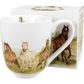 DUO Gifts DG - Porcelánový hrnek jumbo XXL Koně ve cvalu v dárkové krabičce - 1 litr