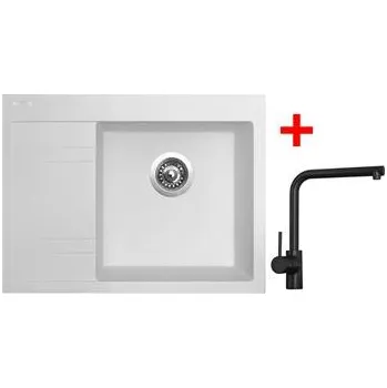 Kuchyňský dřez Sinks RIM 650 P Milk + Elka černá matná