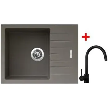 Granitový dřez Sinks PERFECTO 650 Truffle + Vitalia černá matná