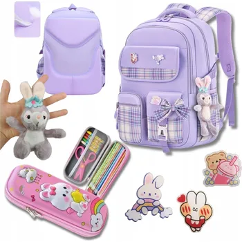 Školní batoh K&M s více přihrádkami fialový, vícebarevný