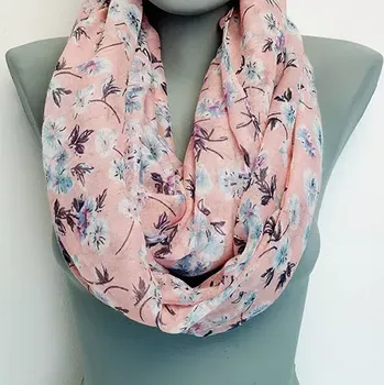 Šátek Dámská šála tunel se vzorem - kytka