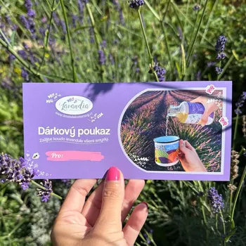 Voňavý levandulový dárkový poukaz Hodnota: 2000 Kč Pro každého levandulové nadšence