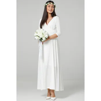 Těhotenské šaty Elegantní těhotenské a kojící šaty 3v1 Grace Long krémově bílé Velikost: S