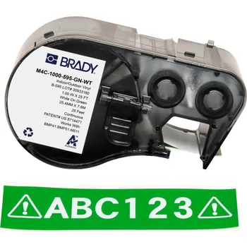 Pásek do tiskárny Brady M4C-500-595-GN-WT / 170815, 12.70 mm x 7.62 m, Vinyl, bílý tisk / zelený podklad