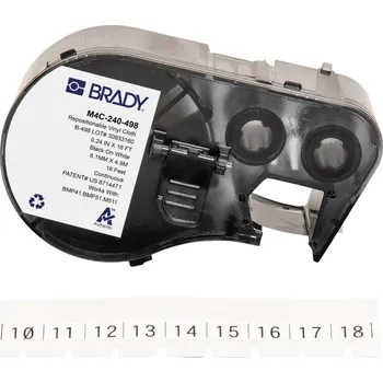 Pásek do tiskárny Brady M4C-240-498 / 170782, 6.10 mm x 4.88 m, Vinyl, černý tisk / bílý podklad