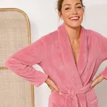 Dlouhá fleecový župan se šálovým límcem růžová pudrová 42/44