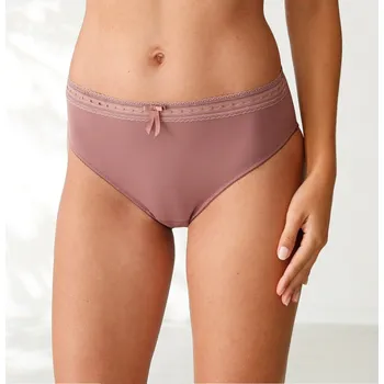 Dámské spodní prádlo Sada 3 kalhotek midi s vysokým pasem z mikrovlákna se strečovou krajkou v pase tělová 54/56