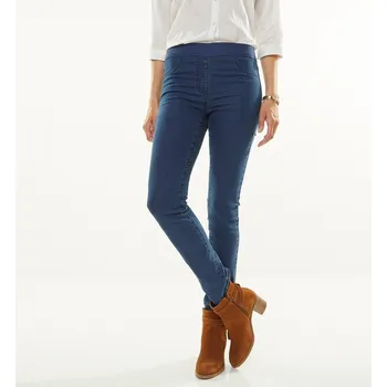 Dámské legíny Denimové strečové džegíny s pružným pasem, pro nižší postavu modrá 40
