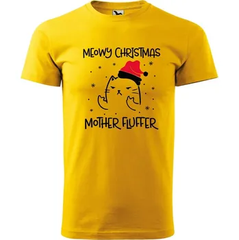 DOBRÝ TRIKO Pánské tričko s potiskem Vánoční kočka Velikost: 3XL, Barva: Žlutá