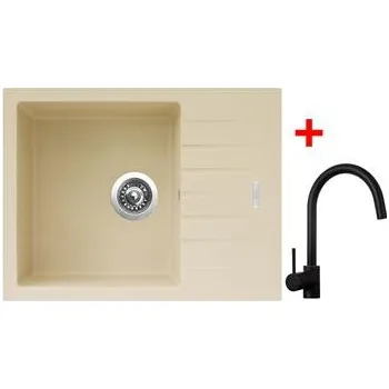 Granitový dřez Sinks PERFECTO 650 Sahara + Vitalia černá matná