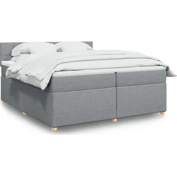 Postel vidaXL Box spring postel s matrací 200x200 cm textil [3289088] Barva: světle šedá
