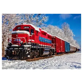 Puzzle Puzzle 1500 Czerwony pociąg w zimie
