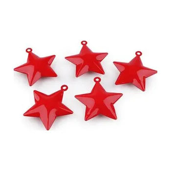 Vánoce Rolničky stromeček, hvězda - 5 ks - 6 červená hvězda