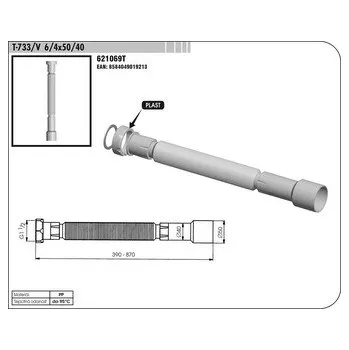 Sifon Sifon FLEXI T 733 6/4 x 50/40mm s maticí SAM
