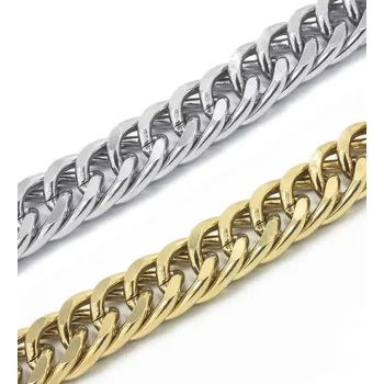 Materiál na výrobu šperku Silný 12mm Ocelový řetízek Curb 304 - 1m - Nerez SL / 1m