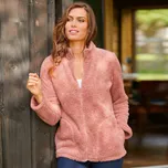 Plyšová mikina na zip růžový melír 50