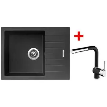 Granitový dřez Sinks PERFECTO 650 Pureblack + Mix 3 P GR N6