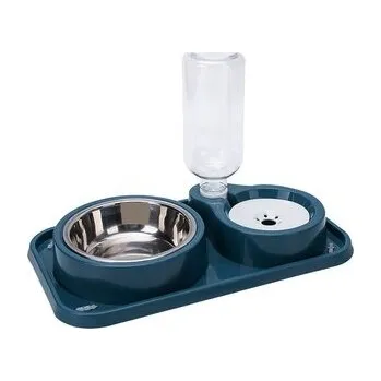 Miska pro psa DvojMiska se zásobníkem vody Set 3v1 1000ml Tmavě Modrá