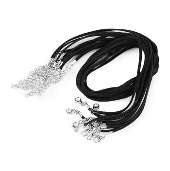 Šnůrka se zapínáním imitace kůže 0,3x45 cm - 10 ks - 1 černá