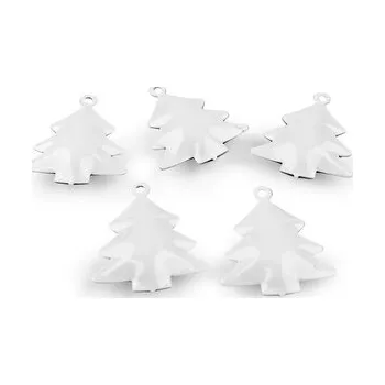 Vánoce Rolničky stromeček, hvězda - 5 ks - 3 bílá stromeček