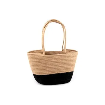 Kabelka Bavlněná kabelka 38x24 cm - 1 ks - 2 hnědá přírodní černá