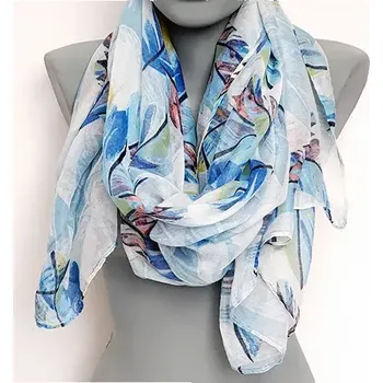 Šátek Dámská šálka se vzorem- bílo-modrá