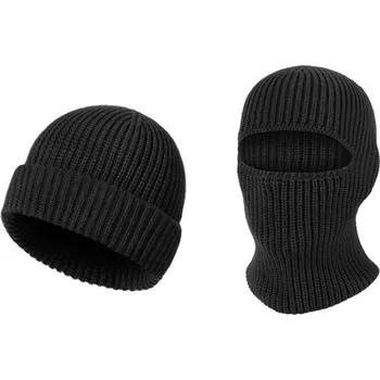 Kšiltovka Černá pletená kukla s čepící 2v1