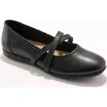 Kožené baleríny s pružnými pásky černá 38