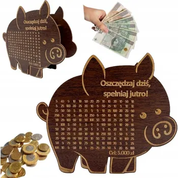 Obraz PRASÁTKO POKLADNIČKA ŠETŘI DNES, PLNÍ SI SNY ZÍTRA - VÝZVA DÁREK WENGE