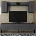 Obývací stěna OBSIDIAN 180 cm, antracit a stříbrná