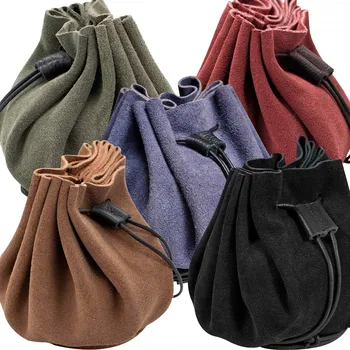 Karnevalový kostým Výprodej Středověký semišový měšec na mince a kostky "Zlato a kostky" - Outlet