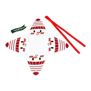 Vánoční dekorace Vánoční dárková krabička pyramida - sob, Mikuláš, sněhulák, skřítek - 50 ks - 1 bílá sněhulák