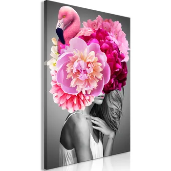 Obraz Obraz - Flamingo Girl (1 díl) Vertikální Velikost: 40x60 cm, Provedení: Standard