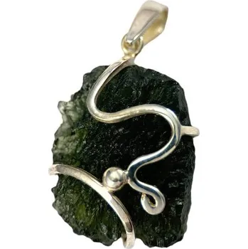 Přívěsek Drakkaria LIPNO, stříbrný přívěsek s vltavínem, Ag 925