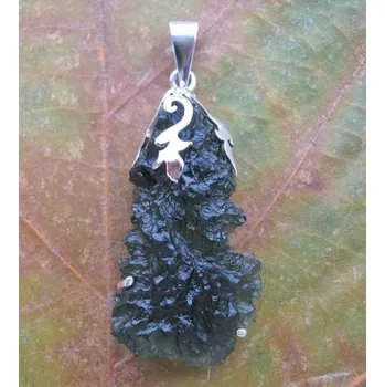 Přívěsek Drakkaria CEPHEUS, stříbrný přívěsek s vltavínem, Ag 925