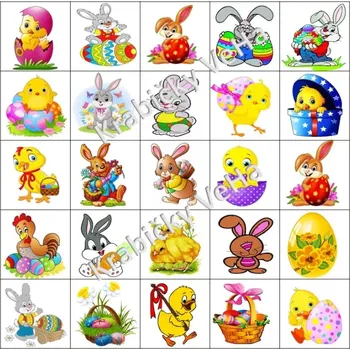 Jedlá dekorace na dort Fondánový list 25 kostiček 4x4 cm velikonoční kalendář Fialové kuře"