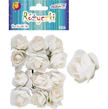 umělá květina Růže na drátku 12ks papírové, bílé