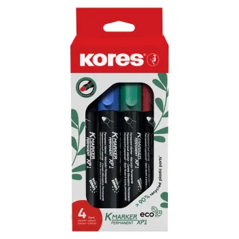Popisovač Kores K-Marker Permanent ECO - sada 4 ks / kulatý hrot