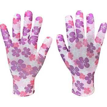 Pracovní rukavice VERTO Zahradní rukavice, polyester, květinový vzor, velikost 9" Velikost: 9